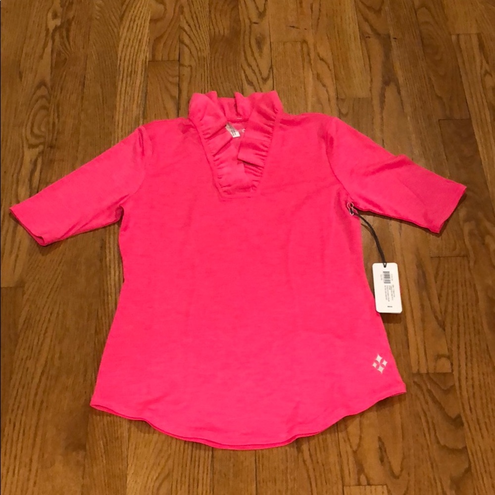 NWT Jofit ruffled Millie 1/2 sleeve polo